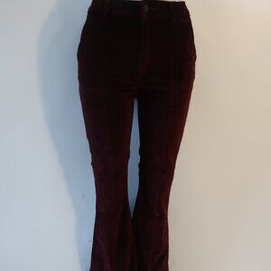 Womens DL1961 "Rachel" Maroon High Rise Instasculpt Flare Velour Jeans 27